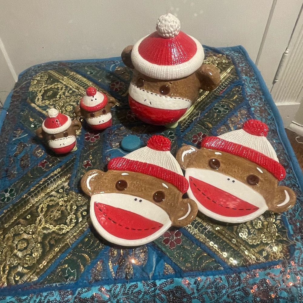 Vintage Sock Monkey Dinnerware Set
